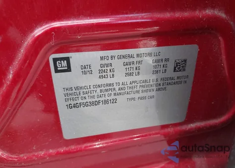 2013 Buick Lacrosse Premium 1 Group from USA, damaged, VIN 1G4GF5G38DF186122